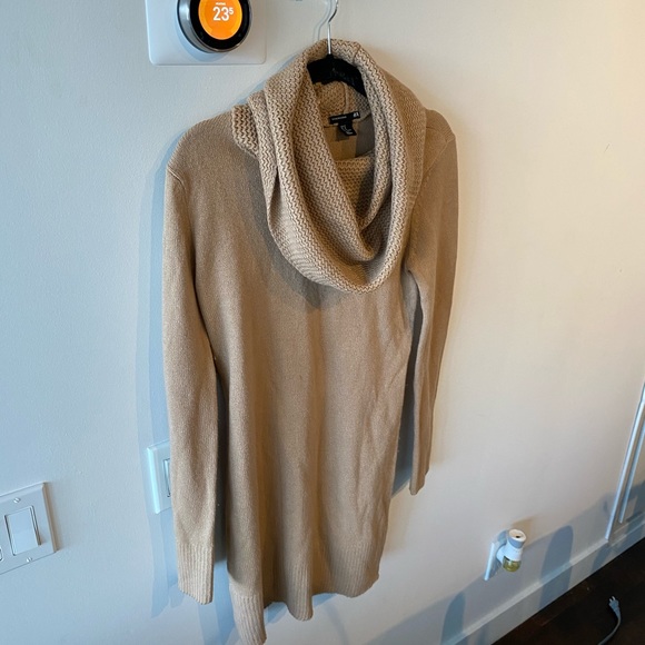 Tan sweater dress with cowl neck. - Picture 2 of 6